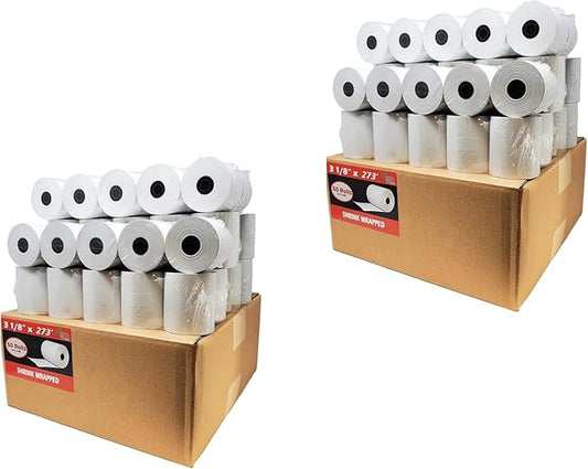(100 Rolls) 3 1/8 x 273 Thermal Paper Receipt Rolls (55 GSM Premium Quality German Paper) Fits All POS Cash Registers BPA Free - BuyRegisterRolls