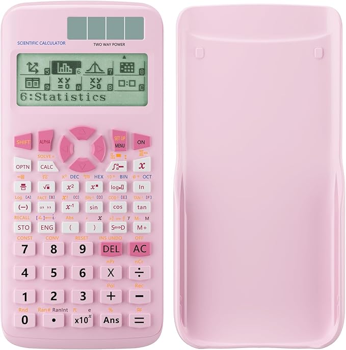 Scientific Calculators,Rudnia Pink Calculators with 4-line Display,10+2 Digits and 552 Function Calculator,School Supplies for Middle High School and College Students (Pink)