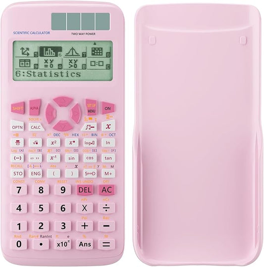 Scientific Calculators,Rudnia Pink Calculators with 4-line Display,10+2 Digits and 552 Function Calculator,School Supplies for Middle High School and College Students (Pink)