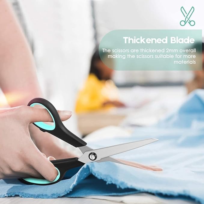 School Office Scissors Bulk, Set of 24-Pack, 8" All Purpose Sharp Scissors with Comfort-Grip Handles for High/Middle School Student Teacher, Office Home Sewing Fabric Supplies, for Right Left Handed