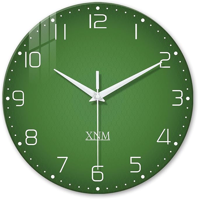 XNM Green Glass Big Wall Clock Battery Operated 20 Inch Modern Clock for Living Room Decor Large Wall Clock Silent