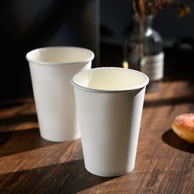 YEEHAW 12 oz 500 Pack Disposable Paper Coffee Cups, Bulk White Hot to Go Cups for Hot Coffee, Hot Liquid, Chocolate, Juice, Hot Beverage Drinkings, Ideal for Cafes, Bistros, Office and Family