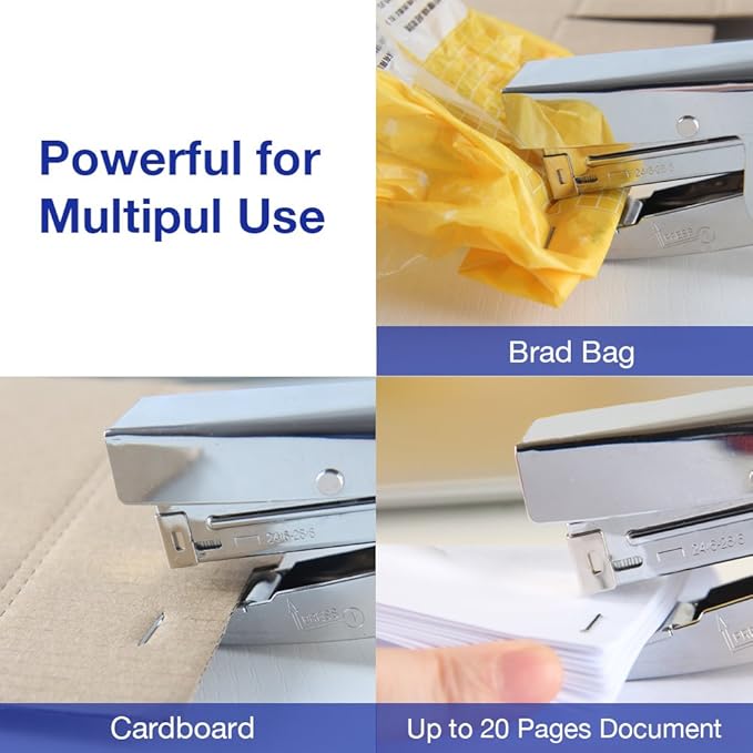 Stapler Heavy Duty with 1000 Staples and Staples Remover Set 20 Sheets Desktop Office Work Student Teacher Large Capacity No Jam Professional Standard 24/6 Metal