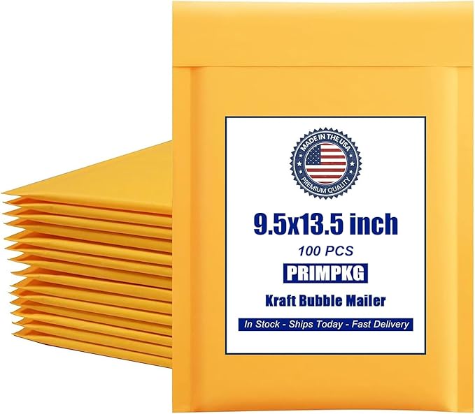 Natural Kraft Bubble Mailer Envelopes, Small Bubble Mailers 9.5x13.5 Inch, 10 Pack Padded Envelopes, Self-Seal Shipping Envelope,Tear-Resistant Mailing Envelope Padded