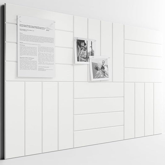 Bumusty Large Cork Board Alternative-36 x24 Felt Bulletin Board Tiles, with 30 Pushpins, 40 Adhesive Tabs, 6-Pack Slat Wall Paneling, Cork Boards for Office Push Pin Board Felt Board-Milky White