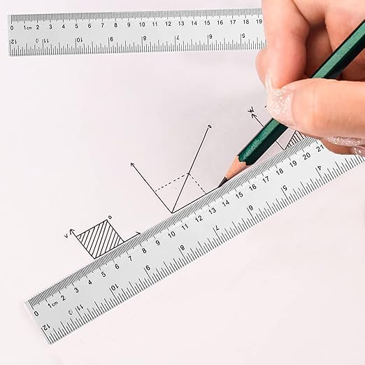 YouOKLight Plastic Ruler 30cm, Clear Ruler,Transparent Ruler 12 inch,Metric Ruler,Ruler 30cm for School,Transparent Straight rulers for Kids,and Office use,Drafting Tools,Measuring Tools,Pack of 2.