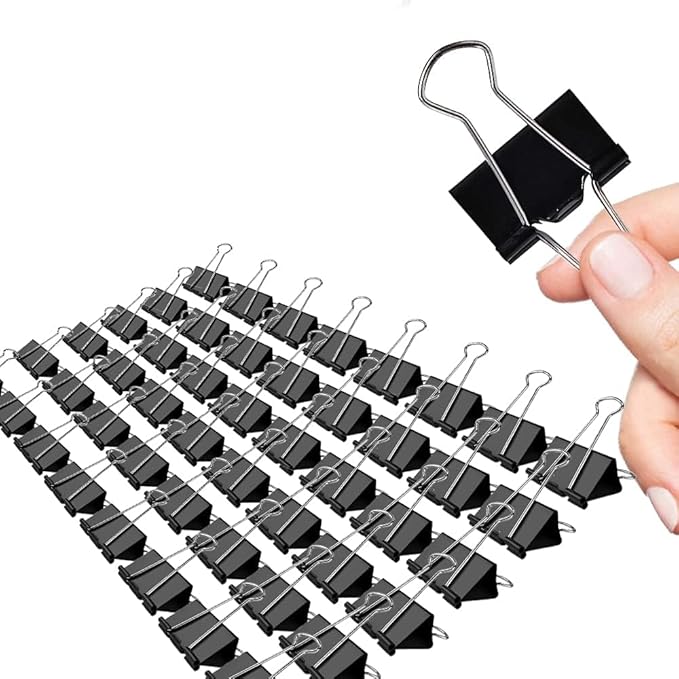 Medium Binder Clips, 36 Pack, 1-1/4 Inch, 1.25 Inch, Standard 32mm, Black, Capacity 0.6 Inch, Fold Clamp, Paper Clips, Office and School Supplies