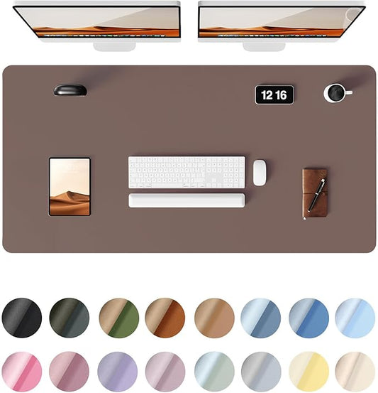 YSAGi Leather Desk Protector, Office Mat, Large Mouse Mat, Non-Slip PU Leather Blotter, Laptop Desk, Waterproof Writing Pad for Office and Home (Chocolate, 47.2" x 23.6")