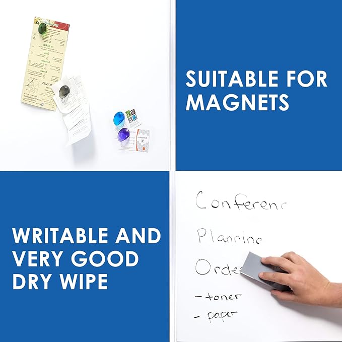 SWANCROWN White Board Dry Erase 60 x 36 Inches, Large Whiteboard for Wall with Thick Aluminum Frame, 5' x 3' Magnetic Whiteboard with Long Marker Tray & Magnetic Pen Holder for Office & Home