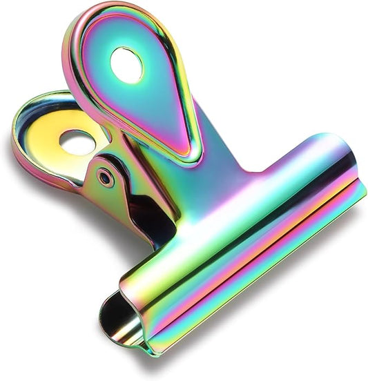 SIAMESE Bulldog Clips, 4 Pcs Binder Clips for Office & Kitchen, Multi-Purpose Binder and Food Bag Clamps for Sealing, Storage, Hanging (Rainbow Colors)