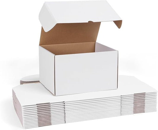 WIFTREY 10x8x6 inches Shipping Boxes White set of 15, 10 x 8 x 6 Corrugated Cardboard Boxes for Packaging Small Business, Moving, Mailing