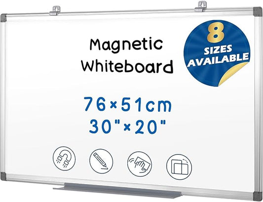 SWANCROWN Magnetic White Board 30 x 20 Inches Dry Erase Board, Hanging Whiteboards for Door, Office, Home, Dorm- Teachers/Students/Family