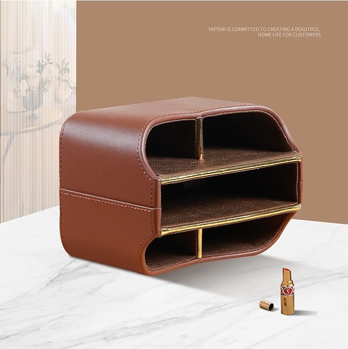 YAPISHI Remote Control Holder, Swivel Desk Organizer and Accessories Decorations for Living Room, PU Leather Room Decor Aesthtic, Bedside Table Organizer Remotes Caddy for TV Controllers/Stationery