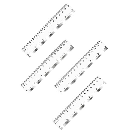 4 Pack 6-Inch Straight Rulers,Clear Plastic Ruler, Centimeter and inch Ruler Suitable for Student School and Office Study Drawing Measuring Standard