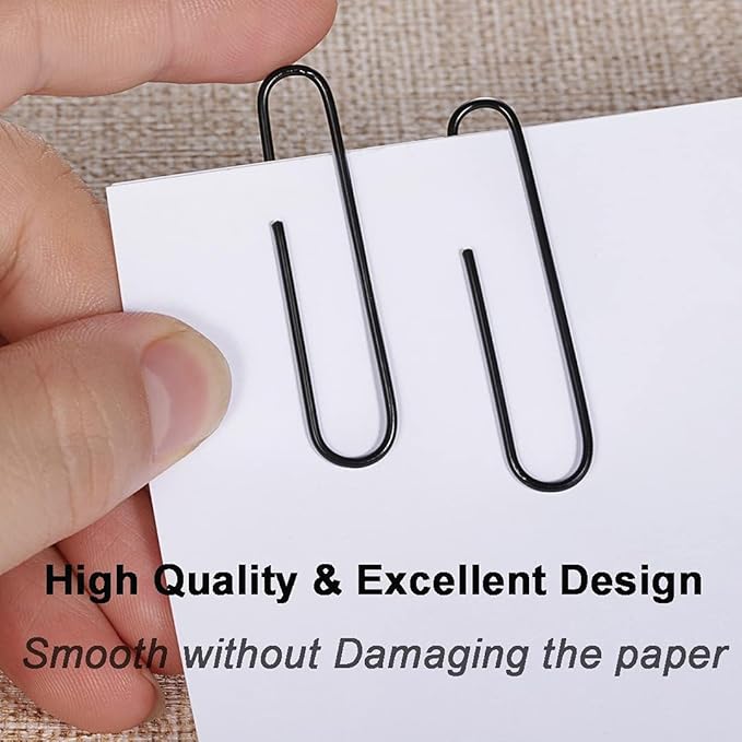 Vinaco Paper Clips Black, 100 Pack Large Paper Clips 2 Inch (50 mm), Durable & Rust Resistant, Jumbo Paperclips. Great for Office, School and Personal Use (Black)