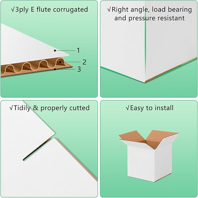 6x6x6 Small Shipping Boxes Set of 40, White Corrugated Cardboard Box for Small Business for Mailing Packaging Gifts