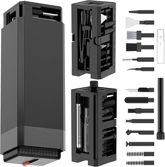 VICHYIE Keyboard Cleaning Kit with Brush, Computer Laptop Cleaner Kit, Phone Cleaning Tool, Multi-Function Cleaner Kit for Earbuds, Cellphones, PC, Screens, Camera Lens, Electronics Devices (Black)