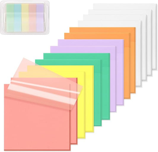 ‎SYMDROMIA Transparent Sticky Notes, 3"x3" Clear Post Translucent Sticky Notes with See Through Self-Adhesive Sticky Pads for Office School College Supplies, 800 Sheets Soft Macron