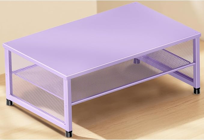 Desk Organizers and Accessories, 2-Tier Metal Computer Monitor Stand Riser, Desk Organizer for Monitor, Printer & Laptop Stand, Desktop Workspace Organizers for Office Supplies(Purple)