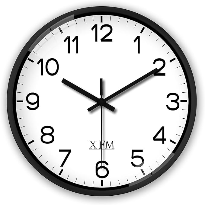 XFM Wall Clock 12 Inch Modern Small Wall Clocks Battery Operated Silent Non Ticking Classic Analog Clock for Kitchen Home Office Bedroom Decor