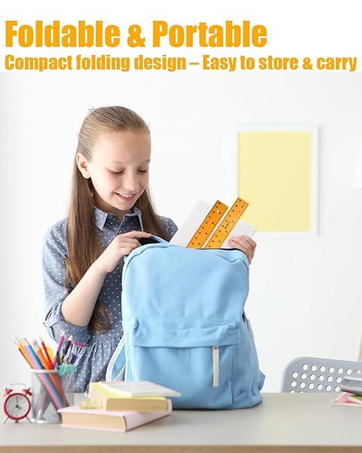 Folded Ruler - 100 cm - Yellow Magnetic Combination Teaching Ruler Plastic Rulers Math Teaching Tool Sectional Measurement Stick Yellow Office Product