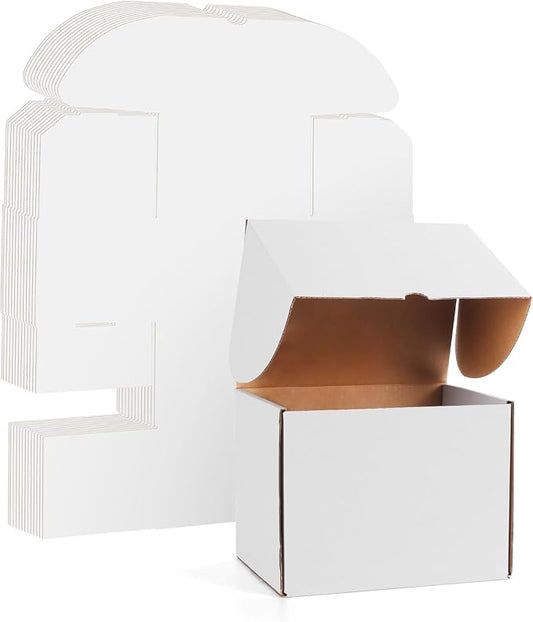 WIFTREY 8x6x6 inches White Shipping Boxes set of 25, Small Corrugated Cardboard Box for Packaging Small Business, Mailing, Moving
