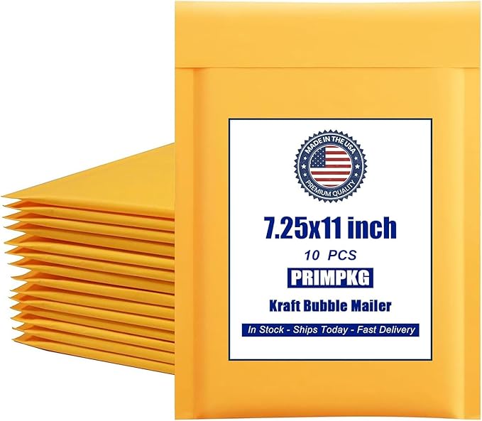 Natural Kraft Bubble Mailer Envelopes, Small Bubble Mailers 7.25x11 Inch, 50 Pack Padded Envelopes, Self-Seal Shipping Envelope,Tear-Resistant Mailing Envelope Padded