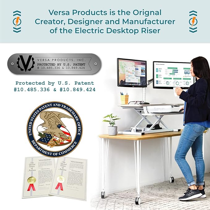VERSADESK® PowerPro™ 40” x 24” Standing Desk Converter | 40 inch Electric Height Adjustable Sit to Stand Desk Riser w/ Keyboard Tray & USB Hub - Ergonomic Workstation for Home & Office, Black