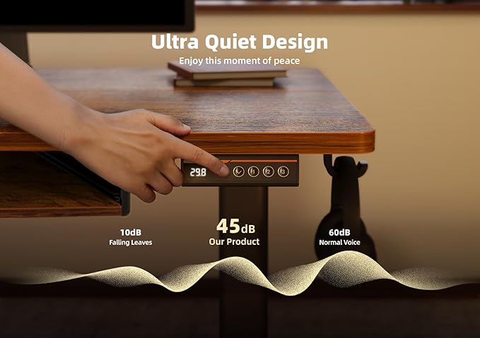 YDN Standing Desk, Height Adjustable Computer Desk with Keyboard Tray, 48 Inch Rustic Brown Ergonomic Desk for Home Office and Gaming