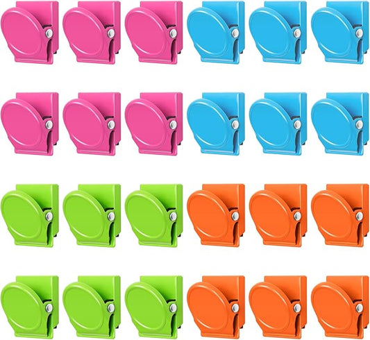 VNDUEEY 24 Pcs Magnetic Clips, Fridge Magnets Refrigerator Magnet, Whiteboard Magnets, Magnet Clips Heavy Duty, Metal Clip Magnets for Classroom, Home, Photo Displays, Locker