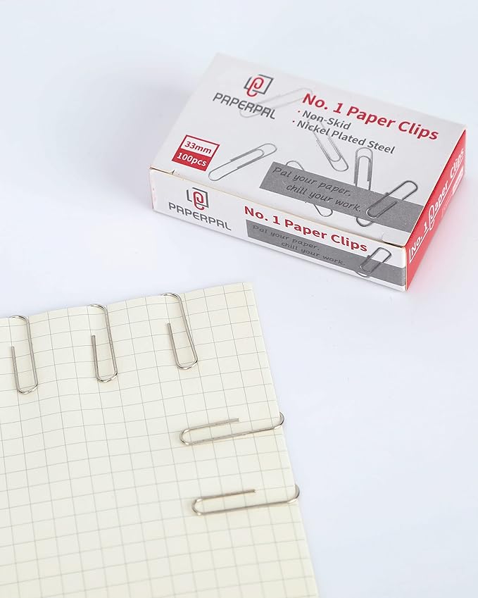 PAPERPAL Paperclips for Office School & Personal Use, #1 Nonskid Paper Clip (1-2/7"), 600 Medium Paper Clips (6 Boxes of 100 Each), Silver