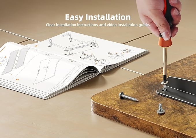 YDN Standing Desk, Height Adjustable Computer Desk with Keyboard Tray, 48 Inch Rustic Brown Ergonomic Desk for Home Office and Gaming