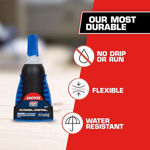 Loctite Super Glue Ultra Gel Control, Clear, 0.14 fl oz Bottle, 3 Pack - Superglue for Plastic, Wood, Metal, Crafts & Repair, Cyanoacrylate Adhesive Instant Glue, Quick Dry