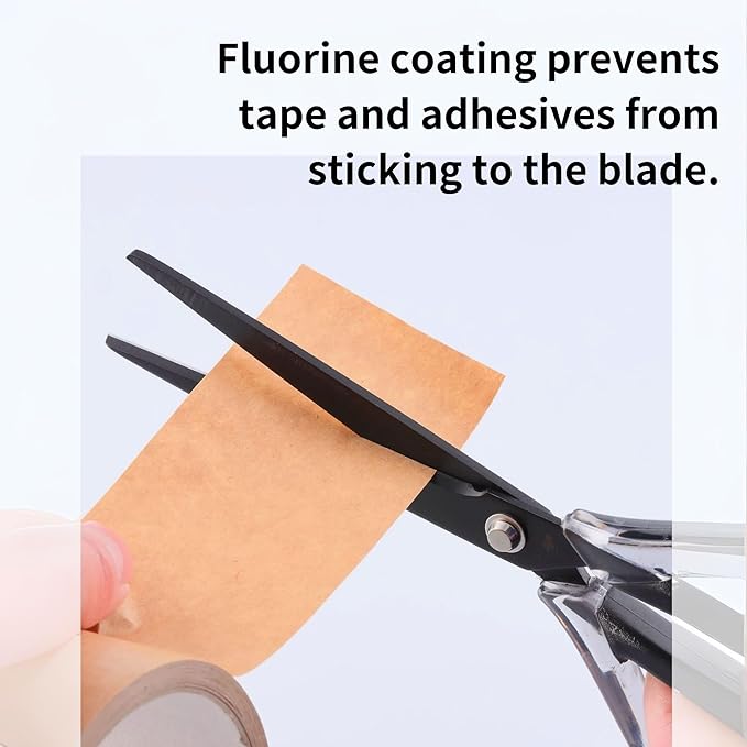 Seki Japan Stainless Steel Scissors, Hand Shears, Cardboard Opener, Fluorine coating, 7.9" Black