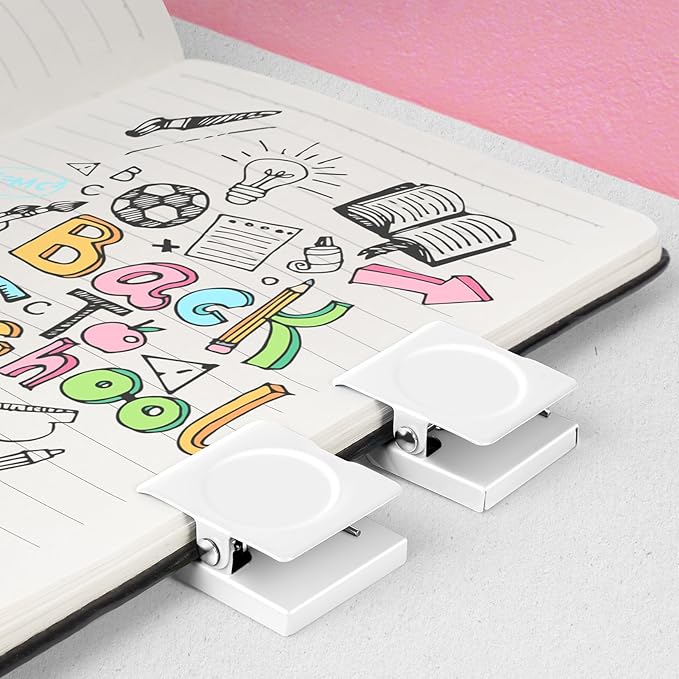 Grtard 6Pack Magnetic Clips Heavy Duty, White Magnet Clips for Fridge, Refrigerator Magnets, Strong Magnetic Clip,Scratch Free Magnets with Clip for Refrigerator, Whiteboard, Cruise, Locker