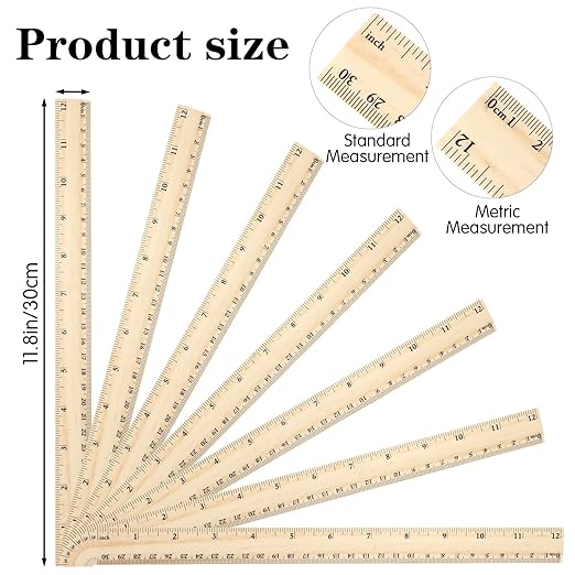 100 Pcs Wooden Ruler 12 Inch Rulers Bulk Wood Measuring Ruler 2 Scale Rulers for Ruler with Centimeters and Inches 30 cm Drafting Tools for Home Office