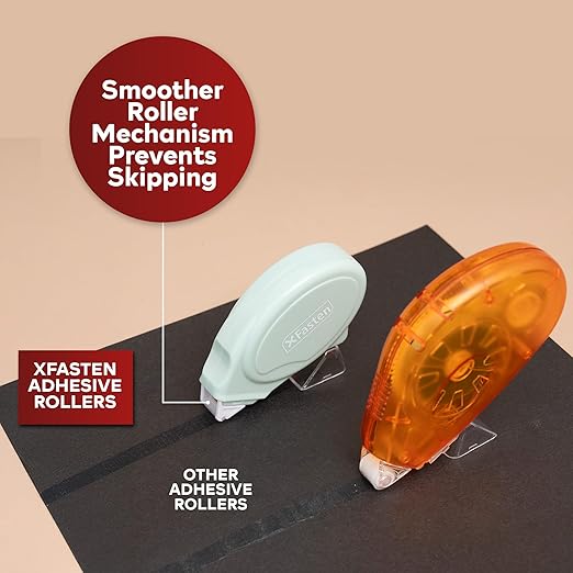 XFasten Glue Tape Roller for Scrapbooking 4-Pack Acid-Free Pastel Green Double Sided Tape Roller for Crafts, Photos, Bullet and Junk Journaling Supplies - Scrapbook Adhesive Runner (0.3 in x 30 ft)