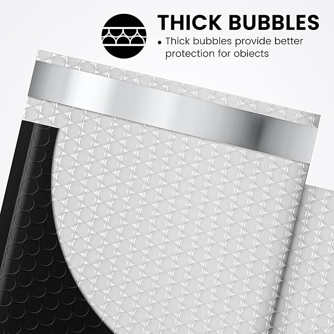 Fuxury Bubble Mailers 6x10“ 3000 Pack Black Padded Envelopes Usable Size 6x9" Thick Mailing Envelopes Bubble Padded, Shipping Bags for Mailing,Packaging, Small Business, Boutique, Bulk #0