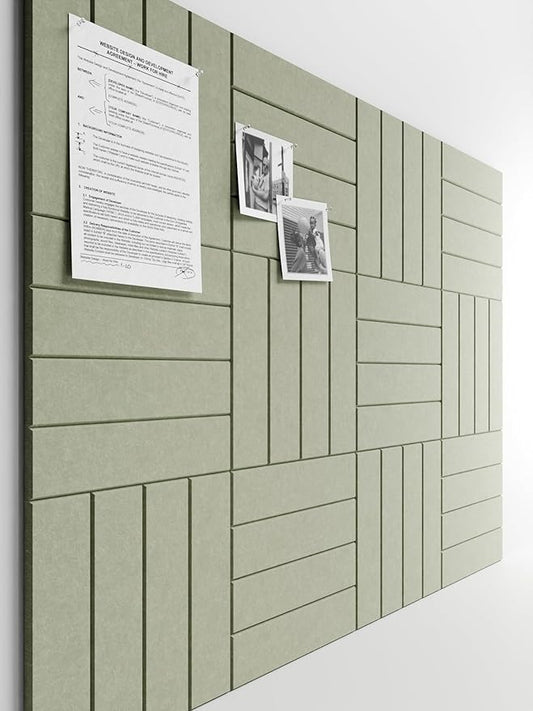 Bumusty Large Cork Board Alternative-47 x35 Felt Bulletin Board Tiles, with 30 Pushpins, 70 Adhesive Tabs, 12-Pack Slat Wall Paneling, Cork Boards for Office Push Pin Board Felt Board-Sage
