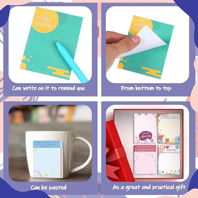 Yinder 24 Pcs Inspirational Sticky Notes Christmas Appreciation Sticky Notes Motivational Funny Memo Pads Positive Note 3 x 4 Medical Assistant Gift for Women Office(Lovely,Cute)