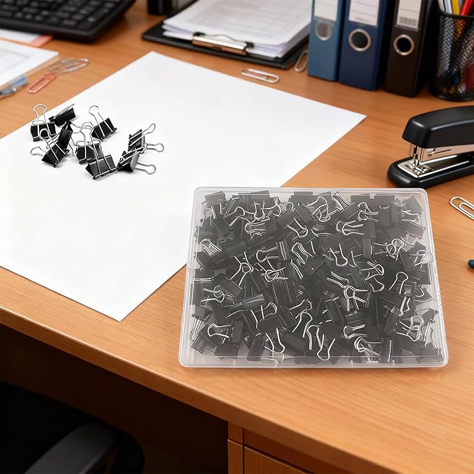 120 Pcs Small Binder Clips Black, 0.75in/19mm Mini Binder Paper Clips, Paper Clamps for Office Supplies, Home, School,Business Document Organizing