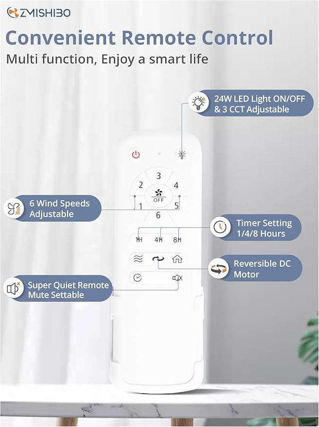 ZMISHIBO 80 inch Brushed Nickel Modern Ceiling Fans with Lights and Remote, Indoor/Outdoor Ceiling Fan for Living Room Patio, 6 Speed Reversible Quiet DC Motor, 3 CCT, Dual Finish Blades