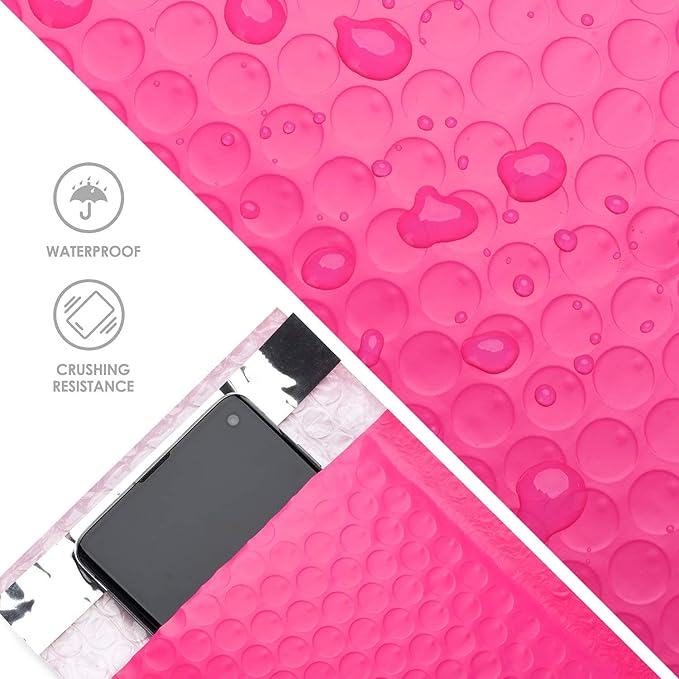 Metronic Small Bubble Mailers 4x8 Inch 800PC Bulk Usable Size 4x7 Poly Bubble Mailers Self-Seal, Mailing Envelopes, Padded Envelopes, Packaging for Small Business, Jewelry, Hot Pink