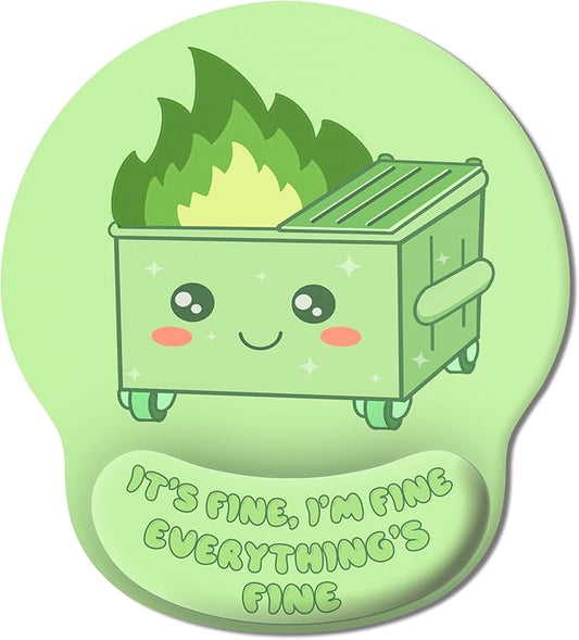 Light Green Dumpster Mouse Pad with Wrist Rest, Cute Ergonomic Gaming Gel Mouse Pad with Wrist Support, Comfortable Computer Mousepad for Desk Home Office Laptop, Pain Relief, Non-Slip PU Base