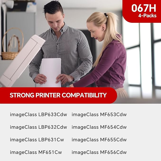 067H / 067 High Yield Toner Cartridge Set LBP632Cdw MF656Cdw Compatible for Canon 067H 067 Toner Cartridge with imageCLASS MF656Cdw LBP632Cdw MF653Cdw LBP633Cdw Printers |4 Pack,High Capacity Ink