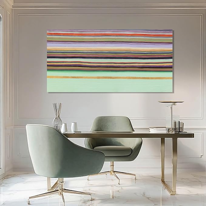 ZENPEE Green Minimalist Canvas Wall Art, Aesthetic Home Decor for Hallway, Dining Room, Bedroom, or Office | 20" x 40"