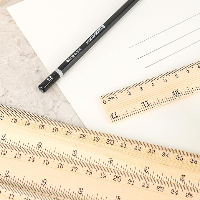 Koogel 24 Pack Wooden Rulers 12inch/30cm Bulk, Wood Measuring Rulers 2 Scale for Kids Students Office Classroom Back to School Supplies 2 Scale (30 cm)