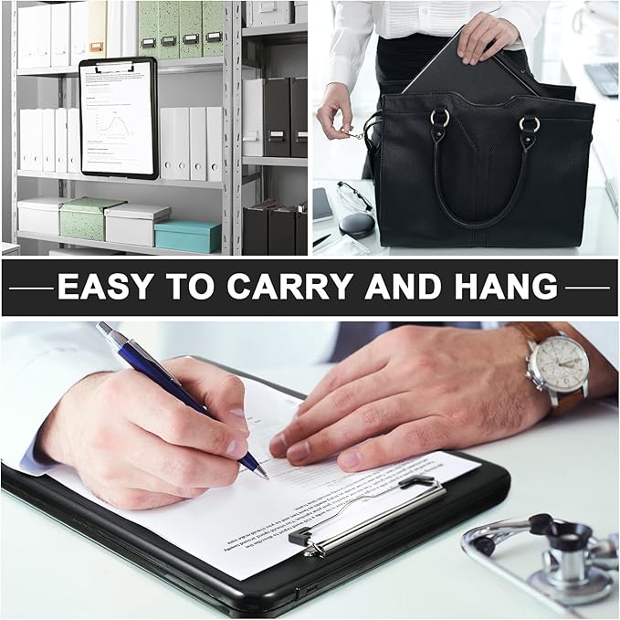 Mimorou 15 Pcs Clipboard with Storage Plastic Nursing Clipboard 9.5 x 13.5 Inch with Low Profile Clip Foldable Clip Board with Storage for Home Office Back to School Supplies