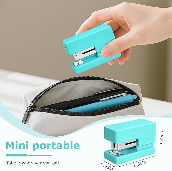 Mini Stapler - Small Cute Desk Staplers - 25 Sheet Capacity with 830 Staples and Staple Remover, Desktop Stapler for Office, School, Home, Green