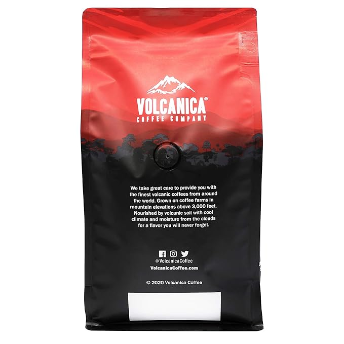 Volcanica Coffee Hazelnut Decaf Flavored Coffee, Ground, Fresh Roasted, 16-ounce